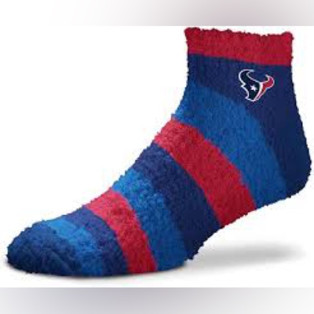 For Bare Feet Houston Texans Sleep Soft Socks Fuzzy NWT Red Blue Mens OSFM